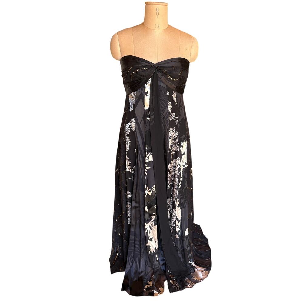 Monsoon Collection Deadstock Silk Panel Maxi Gown Y2K Formal Event size US 12
